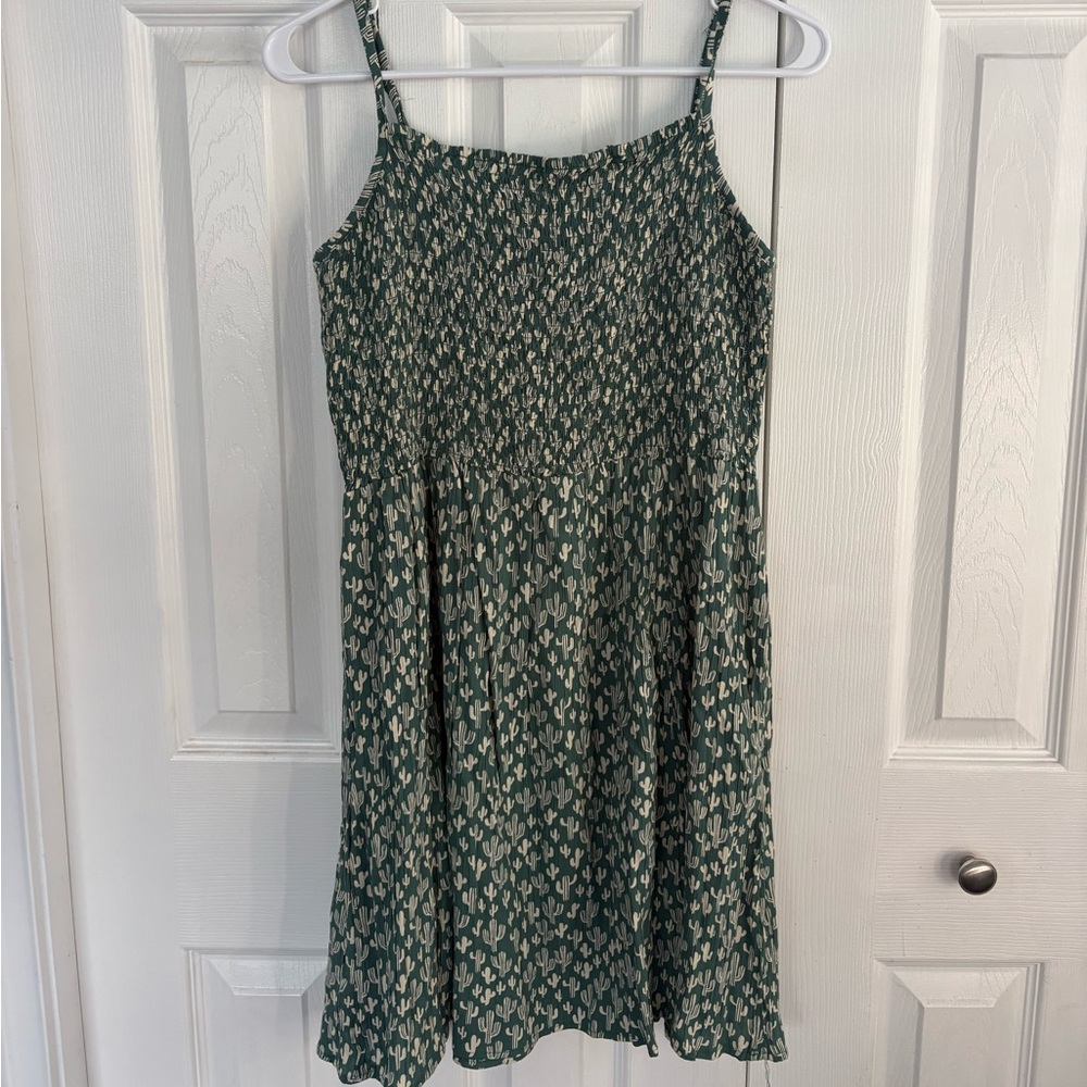 Green Patterned Sleeveless Dress
